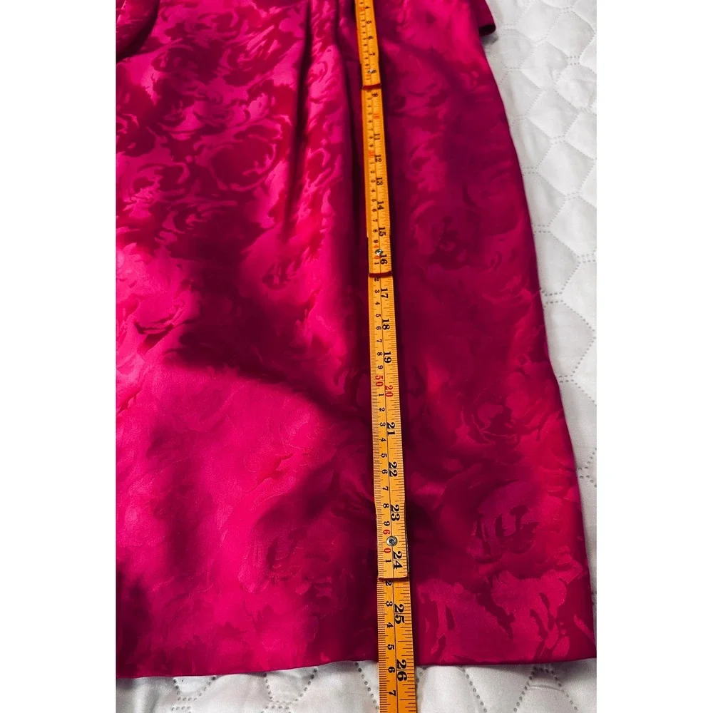 Adrianna Papell Skirt Suit Women 10 Pink Excellent Silk Floral‎ Jacquard Peplum